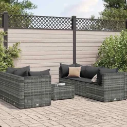 Salon de jardin vidaXL 6 pièces Résine tressée gris