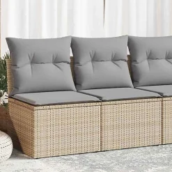 Salon de jardin vidaXL 4 pcs résine tressée beige avec coussins
