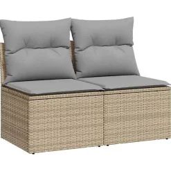 Salon de jardin vidaXL 4 pcs résine tressée beige avec coussins