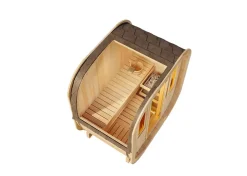 Sauna en fût ScandiCube Mini XXS FinnTherm, 21x14m dim ext (cas échéant incl débord de toit) naturel, 42mm, 2,9m² superficie total