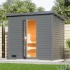 Sauna extérieur 5 places en épicéa nordique 38mm avec poêle 9kW Hytti - Gris terre