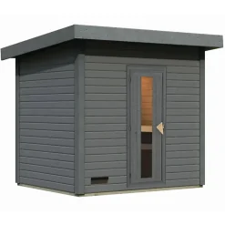 Sauna extérieur 5 places en épicéa nordique 38mm avec poêle 9kW Hytti - Gris terre