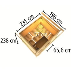 Sauna extérieur 5 places en épicéa nordique 38mm avec poêle 9kW Hytti - Gris terre