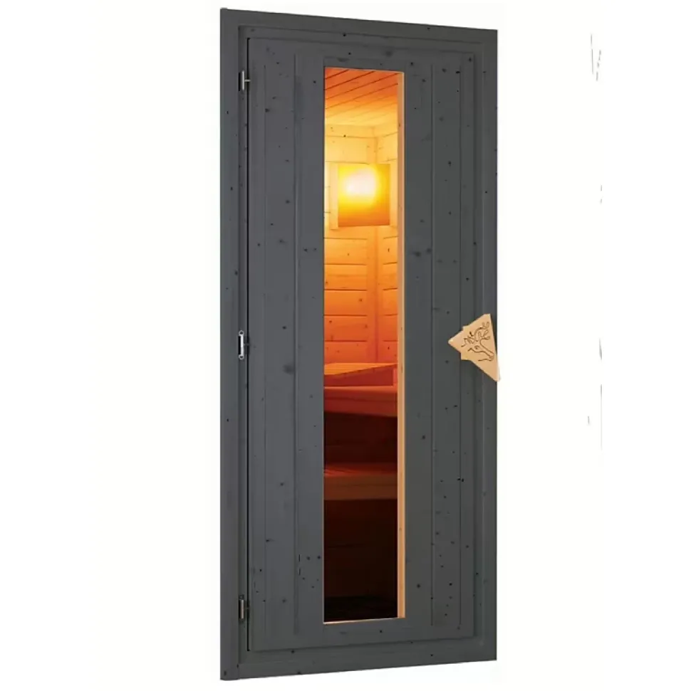 Sauna extérieur 5 places en épicéa nordique 38mm avec poêle 9kW Hytti - Gris terre