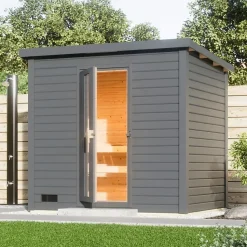 Sauna extérieur 5 places en épicéa nordique 38mm avec plancher - Karibu Hytti