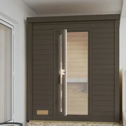 Sauna extérieur 2 places épicéa nordique 38mm poêle 9kW Karibu Hytti