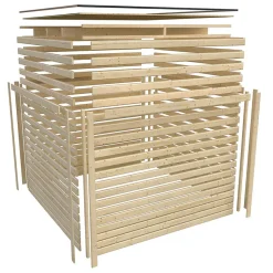 Sauna extérieur 6-8 places épicéa 38mm avec terrasse - Karibu Ares 3