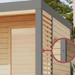 Sauna extérieur 6-8 places épicéa 38mm avec terrasse - Karibu Ares 3