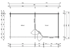 Sauna extérieur Hanna-40 FinnTherm, 6x32m dim ext (cas échéant incl débord de toit) naturel, épaisseur paroi : 40mm, 19,5m² totale
