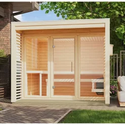 Sauna extérieur tonneau Karibu 3-5 places épicéa 38mm poêle 9kW