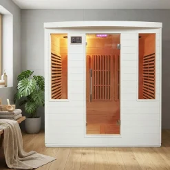Sauna infrarouge SNÖ 4 places 3100W, panneaux carbone, Bluetooth, chromothérapie