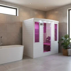 Sauna infrarouge SNÖ 4 places 3100W, panneaux carbone, Bluetooth, chromothérapie