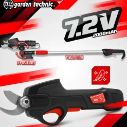 Sécateur rechargeable 7.2V lithium avec perche télescopique - Elem Garden