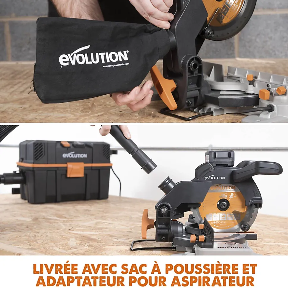 Scie à onglet sans fil Evolution R185CMS-Li ø185 mm 18V - 4Ah
