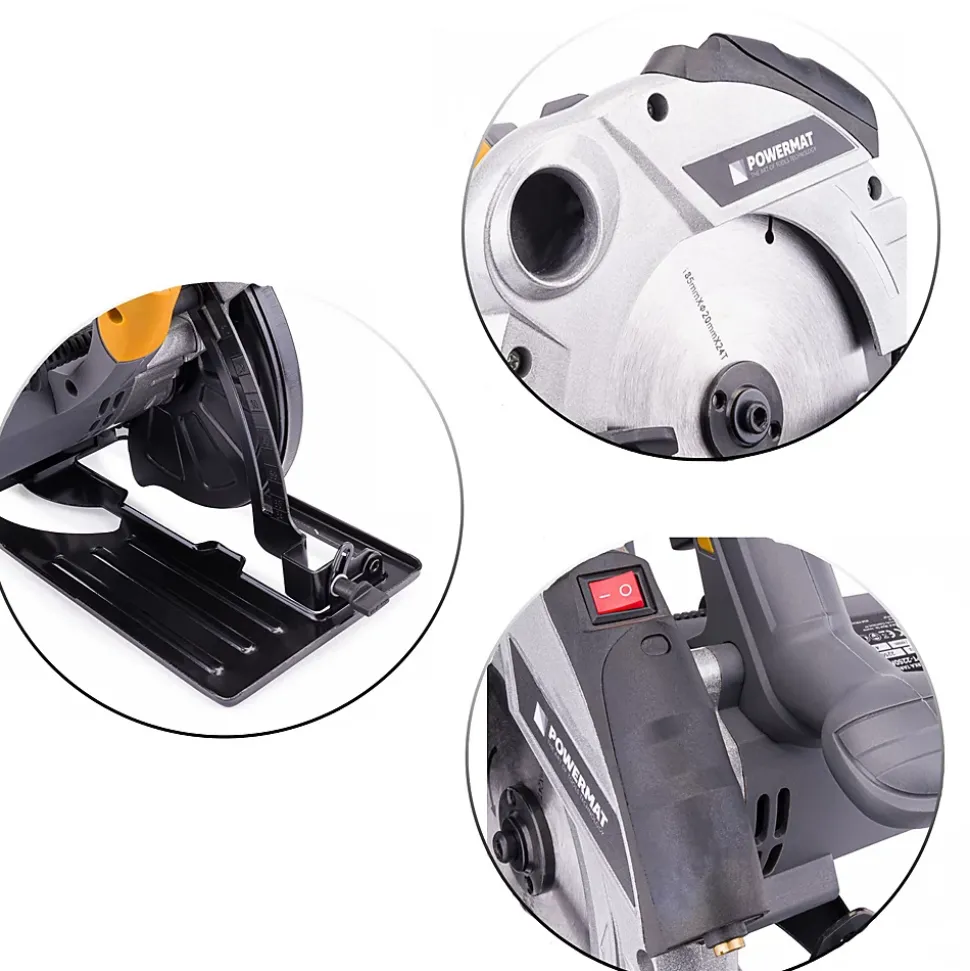 Scie circulaire à bois avec laser 2250 W 2 disques 185 mm 24/40 dents