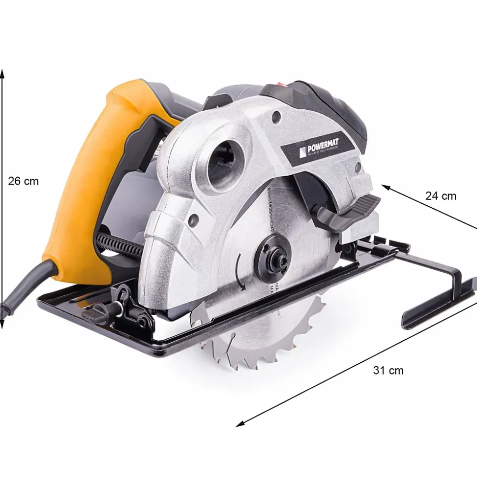 Scie circulaire à bois avec laser 2250 W 2 disques 185 mm 24/40 dents