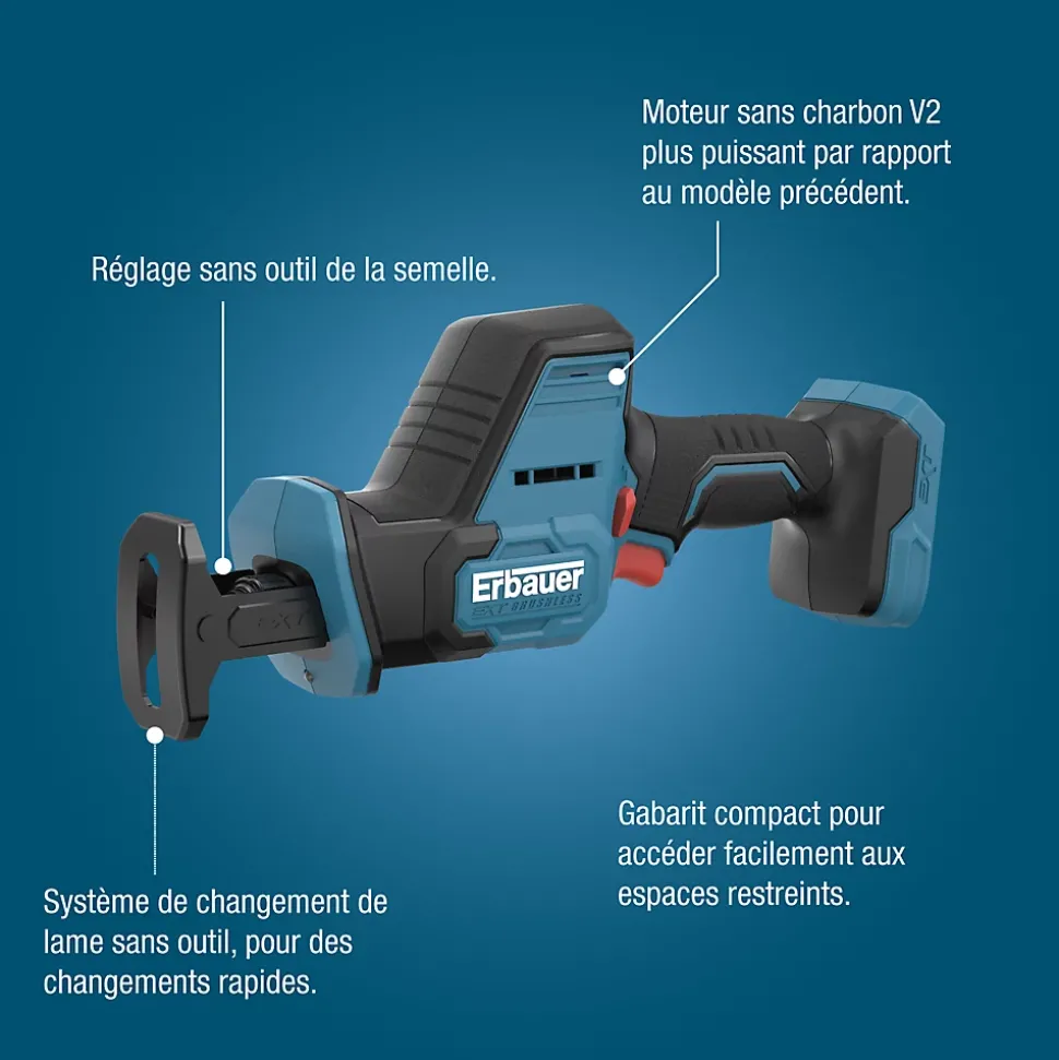 Scie sabre compacte sans fil Erbauer ERI1081CSW 18V ( sans batterie)