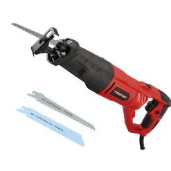 Scie sabre filaire 850 W, avec câble, gâchette de vitesse variable, 2 lames