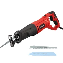 Scie sabre filaire 850 W, avec câble, gâchette de vitesse variable, 2 lames