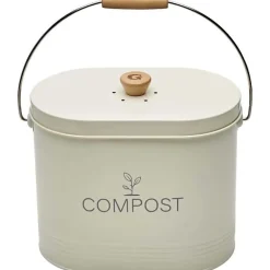Seau à compost - GUILLOUARD - Ovale - Capacité 7L - Avec filtre à charbon - 16x29x23cm - Beige