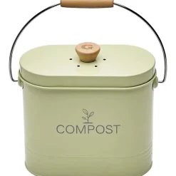 Seau à compost - GUILLOUARD - Ovale - Capacité 3L - Avec filtre à charbon - 11x24x20cm - Vert pastel