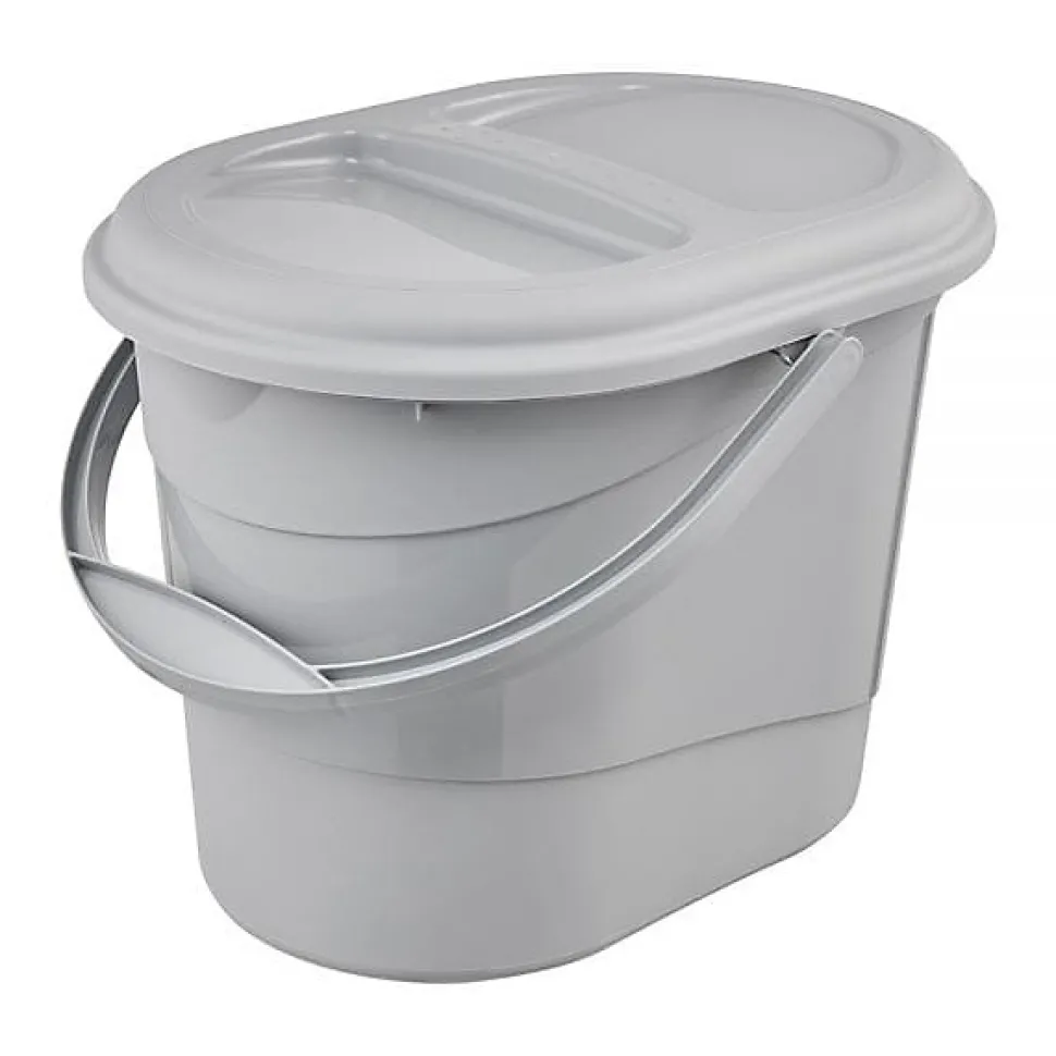 Seau à déchets avec couvercle en plastique recyclé 13 litres - Gris Foncé
