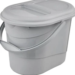 Seau à déchets avec couvercle en plastique recyclé 13 litres - Gris Clair