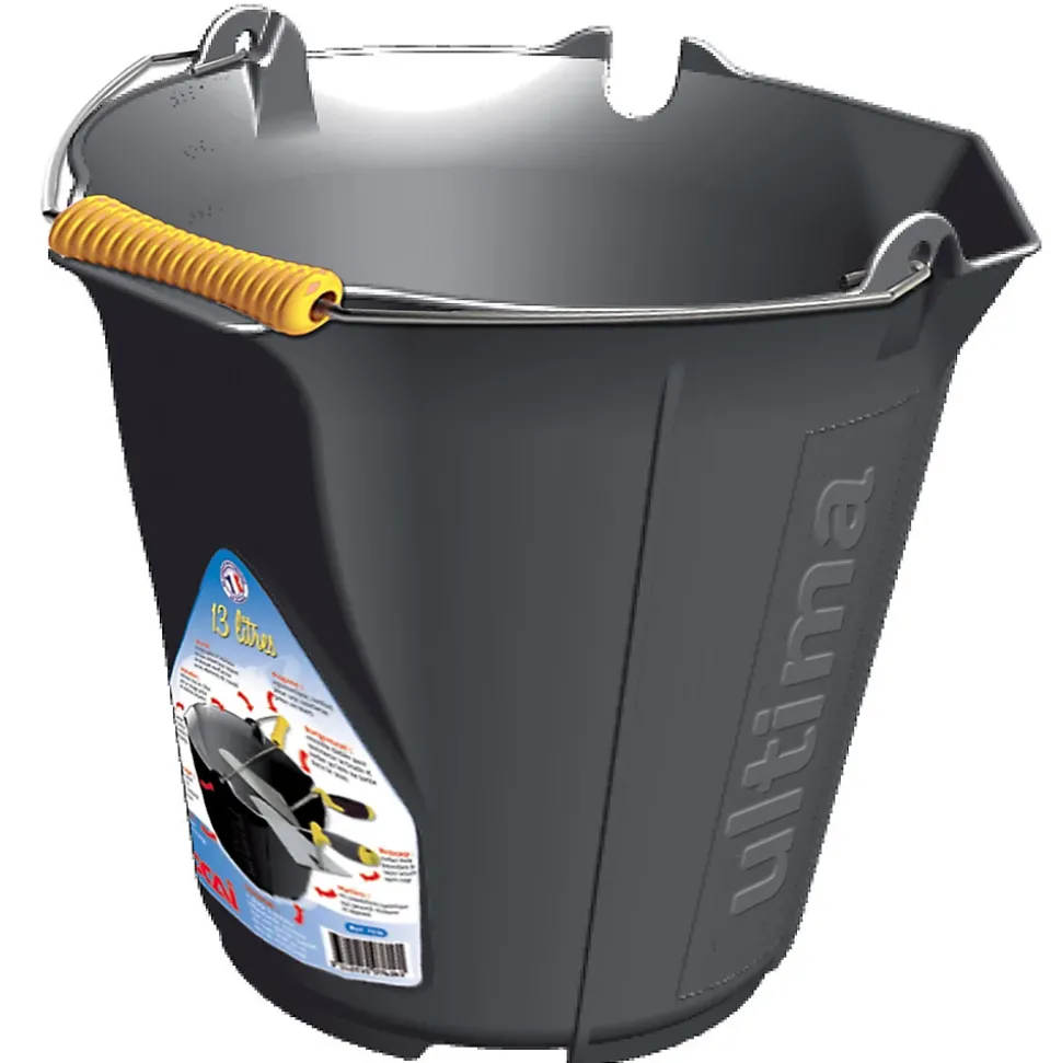 Seau de maçon caoutchouc Ocai 13 L Noir