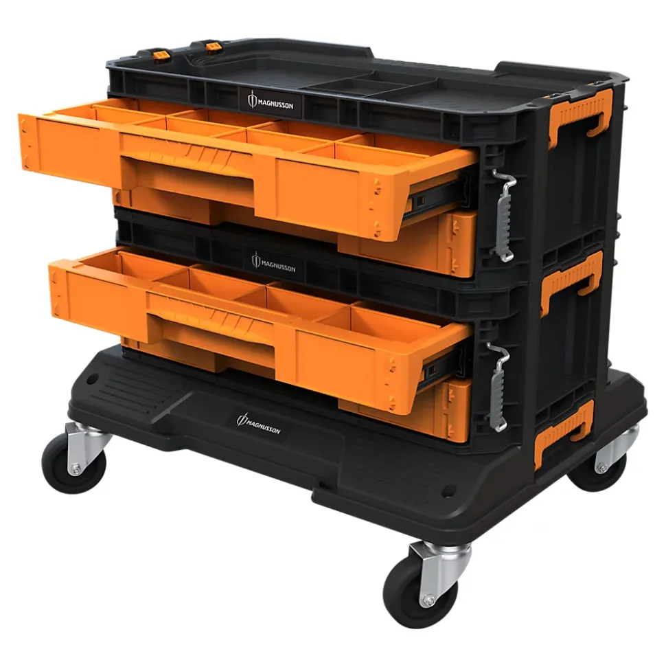 Servante d'atelier mobile verrouillable 4 tiroirs Magnusson système stakkur charge max 100kg