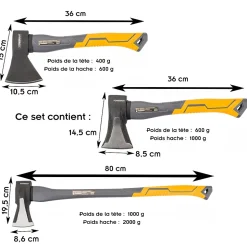 Set De 3 Haches Avec Poignée Antidérapante