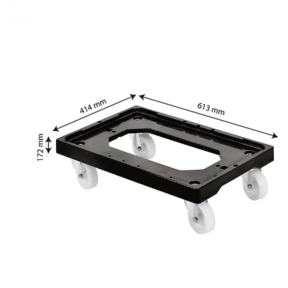 Socle rouleur 4 roues pivotantes - chape acier - noir