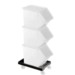 Socle rouleur 4 roues pivotantes - chape acier - noir