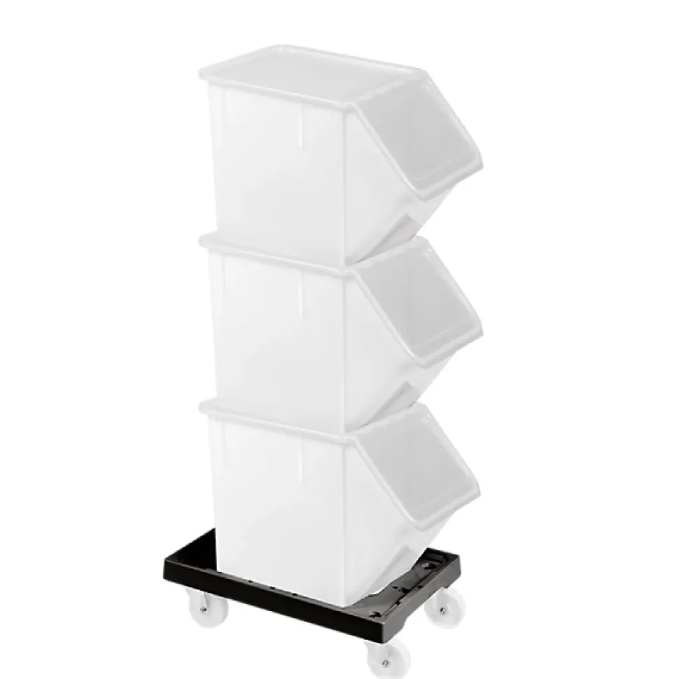 Socle rouleur 4 roues pivotantes - chape acier - noir