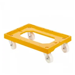 Socle rouleur 4 roues pivotantes - chape acier - jaune