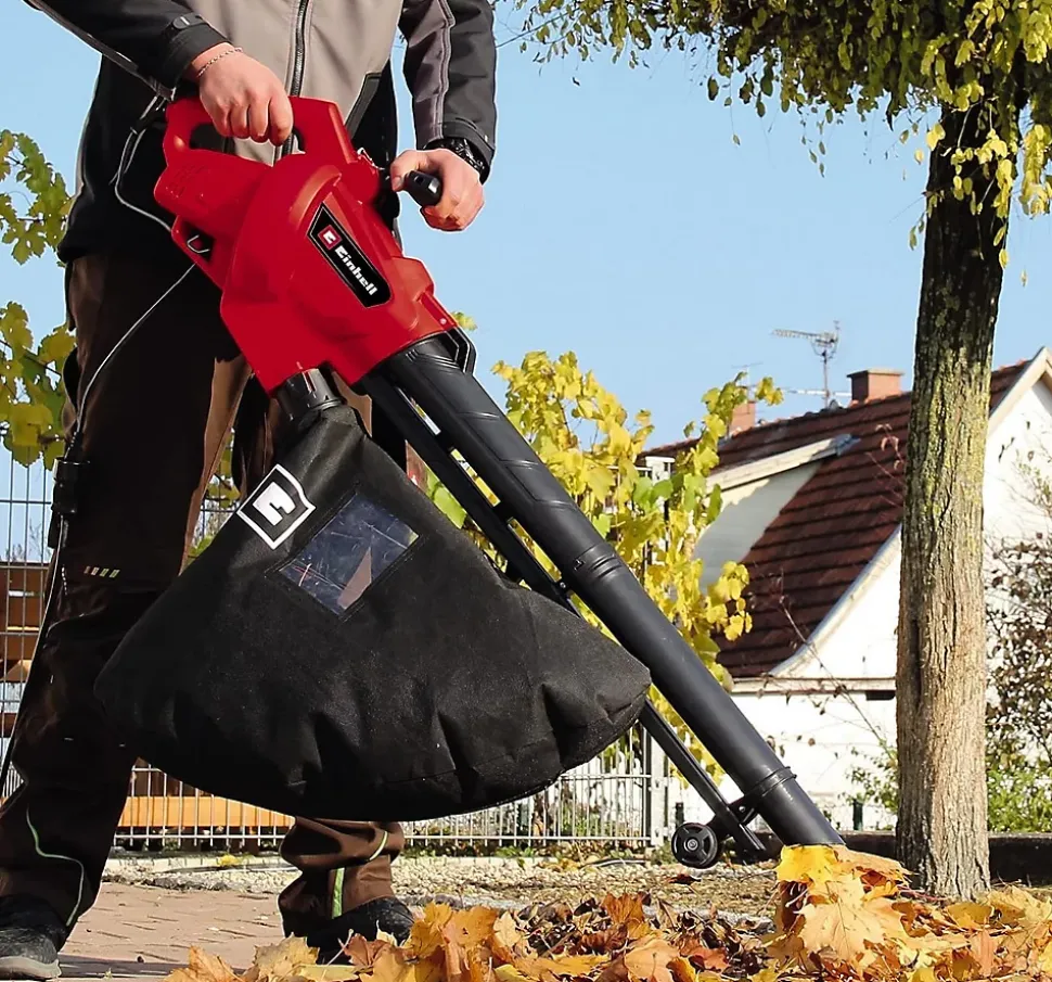 Souffleur Aspirateur Feuilles Electrique Einhell 40L avec Guidage 2 Roulettes Jardin Terrasse