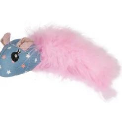 Souris rose WINNY. taille 6 par 14 par 3 cm. Jouet pour chat.