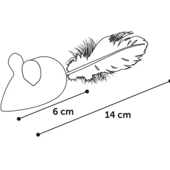 Souris rose WINNY. taille 6 par 14 par 3 cm. Jouet pour chat.
