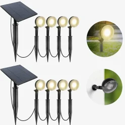 Spot LED Extérieur x8 avec panneau solaire inclus