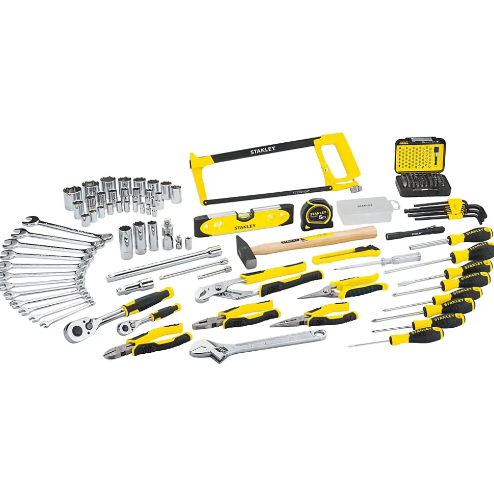 STANLEY Valise de maintenance 142 pièces 4 volets accessibles regroupant l'essentiel de l'outillage STMT98109-1
