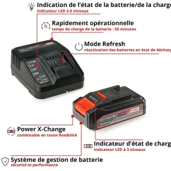 Starter Kit Batterie 2,5AH et chargeur 18V Einhell