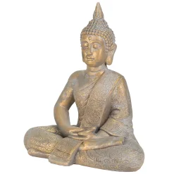 Statue Bouddha jardin décoration intérieur extérieur feng shui en pierre 48 cm
