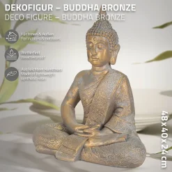 Statue Bouddha jardin décoration intérieur extérieur feng shui en pierre 48 cm
