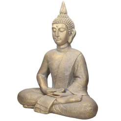 Statue Bouddha jardin figure décorative intérieur/extérieur pierre coulée 63 cm
