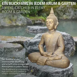 Statue Bouddha jardin figure décorative intérieur/extérieur pierre coulée 63 cm