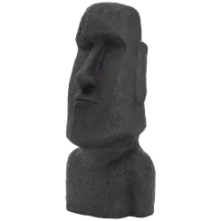Statue déco tête moaï île de Pâques en résine figurine anthracite aspect basalte