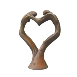Statue de jardin en pierre Tristan et Iseult cœur - Rouille 102 cm