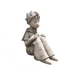 Statue de jardin "Le Petit Prince assis" - Gris clair 52 cm