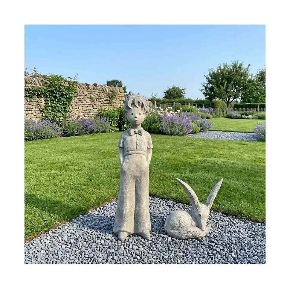 Statue de jardin "Le Renard" du Petit Prince - Gris clair 45 cm