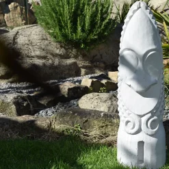 Statue de jardin Tiki Toa 75 cm - Blanc
