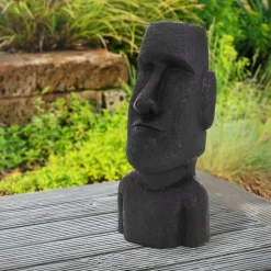 Statue Ile de Paques Moai Rapa Nui 26,5x19x53,5 cm sculpture jardin anthracite